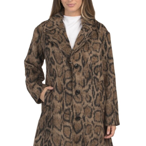 ANNE KLEIN Leopard Leopard Coat - Picture 1 of 2